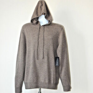 NWT Christian Lacroix Paris 2-PLY Cashmere Hoodie Pullover Sweater Taupe Men XL